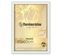 Modern White 80 x 60 cm Poster Frame Crystal Clear Acrylic Front Picture Photo Frame 60x80cm MDF Backing With Both Ways Hanging Hooks - Home Office Use