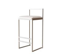 Modern White Bar Stool - Minimalist PU Leather Padded Seat - Stylish Kitchen Counter Chair - Comfortable Breakfast Bar Stool - Set of 1 for Home Island Dining