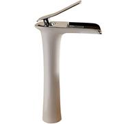Modern White Bathroom Faucet Waterfall Faucets Single Hole Cold and Tap Basin Faucet Mixer Taps 6008 (Color : White and Chrome, Size : G9/16) Beauty Comes