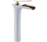 Modern White Bathroom Faucet Waterfall Faucets Single Hole Cold and Tap Basin Faucet Mixer Taps 6008 (Color : White and Chrome, Size : G9/16) Beauty Comes