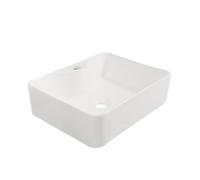 Modern White Bathroom Vessel Sink - Rectangular Ceramic Above Counter Wash Basin for Stylish Bathroom Countertop - & Easy to Clean Bathroom Sink