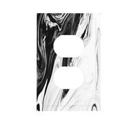 Modern White Black Marble Ink Abstract Art 1 Gang Device Electrical Duplex Outlet Plate Covers Decorative Single Duplex Wall Plate Receptacle Light Switch Cover