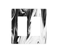 Modern White Black Marble Ink Abstract Art 2 Gang Double GFCI Decorator Rocker/decorator Light Switch Cover Decorative Outlet Wall Plate Electrical Faceplate Screwless