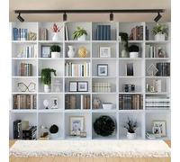 Modern White Bookshelf Photography Backdrop Green Plant Bookcase Office Decoration Backdrop Home Office Decoration Backdrops Kids Adults Portrait Shoot Vinyl Photo Studio Props (White, 7x5feet)