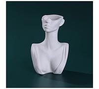 Modern White Ceramic Face Vase - Nordic Elegant Goddess Head Statue for Home Decor, Stylish Body Vase for Living Room, Office, and Bedroom Decoration.