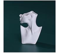 Modern White Ceramic Face Vase - Nordic Elegant Goddess Head Statue for Home Decor, Stylish Body Vase for Living Room, Office, and Bedroom Decoration