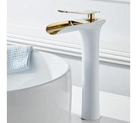 Modern White & Chrome Waterfall Bathroom Sink Faucet - Stylish Single Hole Mixer Tap for Luxury Bathrooms Easy Installation Contemporary Design Premium Quality