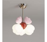Modern White Cloud Hanging Light Fixture Cure Pink Decor Ceiling Chandelier Kids Room Bedroom Minimalist Art Durable Flush Mount Ceiling Lamp Cream Style Mini Lighting for Living Room/Style a