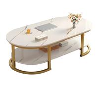 Modern White Coffee Table Double-Layer Design Sturdy Steel Frame & Thick MDF Board Ideal for Living Room Lounge Office - 120x60cm (47.2x23.6in)