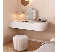 Modern White Corner Floating Vanity Set - Wall-Mounted Makeup Table with Drawers LED Lighted Mirror & Wood Storage Shelf for Small Bedrooms & Limited Spaces