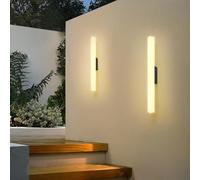 Modern White Cylinder Wall Lamp - Outdoor IP65 Waterproof LED Sconce for Yard, Garage, Balcony & Hallway - 55CM Warm Light Acrylic Villa Lighting