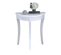 Modern White DemiLune Console Table Small Entryway Furniture for Hall and Corridor Stylish Storage Unit for Living Room Wooden Decor Accent Piece