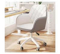 Modern White Desk Chair - Adjustable Rolling Vanity Stool with Back & Wheels Stylish Accent Armchair for Home Office & Makeup Room Swivel Task Chair