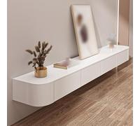 Modern White Floating TV CabinetWallMounted Entertainment Center with Storage Doors for Living Room SpaceSaving 280cm TV Unit Stylish Home Furniture Solution