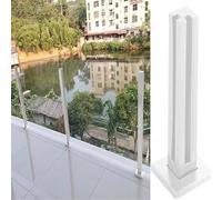 Modern White Glass Railing Post - Durable 304 Stainless Steel Balustrade for Balcony, Deck & Stairs - Stylish Square Column for Home Safety & Contemporary Design