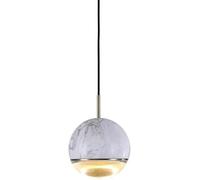 Modern White Globe Glass Pendant Light - Minimalist Green Marble Design, LED Chaner for Kitchen, Dining Room, and Bedroom - Elegant d and Black Finish (White)