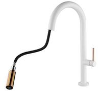 Modern White Kitchen Faucet with 360° Pull Down Spray Single Lever Swivel Tap Solid Brass Mixer Contemporary Kitchen Sink Tap for Easy Cleaning and Versatile Use