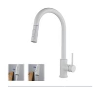 Modern White Kitchen Faucet with 360° Swivel Pull-Down Sprayer, High-Pressure inless Steel Single Handle Mixer Tap, Easy Inllat for Kitchen Sin, and Slish Design.