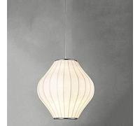 Modern White Lantern Pendant Light Silk Ceiling Chandelier 1 Light Fabric Hanging Lamp for Living Room Bedroom Hotel Cafe Spherical Lighting Fixture