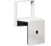 Modern White Leather Folding Stool, Wall-mounted, 300kg Capacity, Compact Design, Unfolded Size: 69.5x36.5x35.5cm, Ideal Space-saving Solution For Home & Office Type-a 27.36 x 14.37 x 13.98 inches