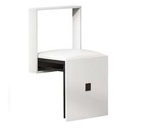 Modern White Leather Wall-Mounted Folding Stool, 300kg Capacity, Space-Saving Design, Unfolded Size 69.5x36.5x35.5cm, Folded Size 39.5x43.5x7.5cm, Perfect for Small Spaces