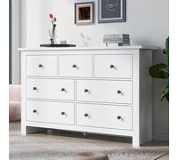 Modern White Minimalist Buffet with 7 Drawers High-ty Coffee Bar for Entryway Kitchen Dining Room & Living Room - Stylish Storage Solution