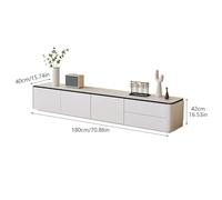 Modern White Mobile TV Cabinet, 180cm Minimalist Wooden Entertainment Center, Glossy Finish Multimedia Console for Living Room (180x40x42cm)
