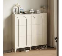 Modern White Narrow Shoe Cabinet, 3-Tier Wooden Storage Organizer with 6 Flip-Drawers for Living Room, Hallway & Bedroom - Stylish Shoe Cupboard Solution
