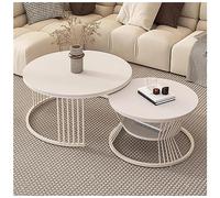 Modern White Nesting Coffee Tables Round Tables for Living Room & Office Decorative End Table with Sturdy White Metal Legs Stylish & Functional Furniture Set