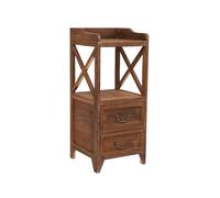 Modern White Nightstand Solid Wood Retro Bedside Table Slim Storage Cabinet for Bedroom & Living Room with Double Layer Stylish Minimalist Design