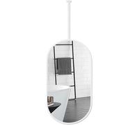 Modern White Oval Ceiling Suspended Mirror, Metal Frame, Adjustable Hanging Design, Decorative Makeup Mirror for Living Room and Dressing Area(One Color,40cmx60cm)