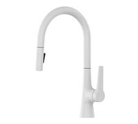 Modern White PullOut Kitchen Sink Faucet & Black Brass DeckMounted Mixer Tap SingHoDesign for Hot & Cold Water Easy Rotation Stylish & Functional