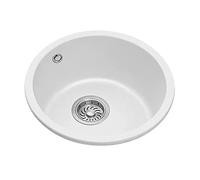 Modern White Quartz Round Kitchen Bar Sink - 35CM Undermount Design, Durable Granite Stone, Easy Installation for Home & Restaurant, Stylish & Functional