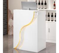 Modern White Reception Desk with Drawer & Cable Management 80cm Retail Counter Stylish Front Desk for Office or Business Ideal for Reception Areas and Workspaces