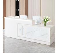 Modern White Reception Desk with Lockable Drawer, Stylish Front Desk Table for Beauty Salon, Clothing Store, Lobby, 120cm/47.2in Counter for Professional Spaces