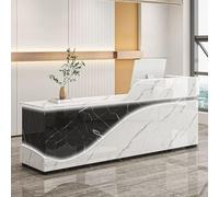 Modern White Reception Desk with Lockable Drawers - 140 cm Customer Service Counter for Office Salon and Retail - Contemporary Reception Area Furniture