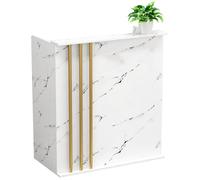 Modern White Reception Desk with Lockable Drawers - Stylish Retail Counter for Convenience Store Barber Shop Hotel Clothing Store - Durable Stone Grain Finish Versatile & Professional Design