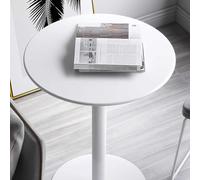 Modern White Round Bar Table High Top Pub Table with Sturdy Metal Base Industrial Style Dining & Breakfast Counter Versatile Indoor/Outdoor Side Table