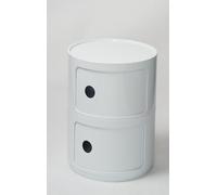Modern White Round Bedside Table - 2-Tier Slim Nightstand & Corner Console for Bedroom & Bathroom Storage - Stylish Small Cabinet Unit