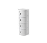 Modern White Round Nightstand 2/3/4-Tier Storage Unit Sliding Door Cabinet Modular Side Table for Bedroom & Living Room 32 x 76 cm Plastic Design