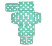 Modern White Rounds Dots Teal Reusable Changing Table pad with Tissue Pocket Baby Portable Changing pad for Moms, Dads cambiador de pa?ales para Bebes