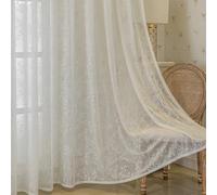 Modern White Sheer Set 2 Pieces 100x250 cm Design with Branch Pattern Romantic Eyt Drapes for Living Room Semi Transparent Window Treatment
