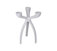 Modern White Three-Armed Candleholder Medium, Clean Lines Candelabra for Taper Candles, Versatile Pristine White Candle Holder for Dining Table Mantel, Contemporary Minimalist Home Decor Centerpiece