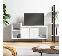 Modern White TV Stand - 100x35x55 cm Engineered Wood Lowboard with 5 Storage Compartments, Metal Handles, Sturdy Top - Perfect for Living Room, Bedroom, Hallway