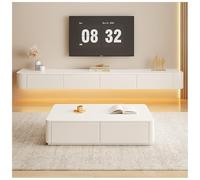 Modern White TV Stand Cabinet with Drawer Versatile TV Unit for Living Room & Office Lowboard Media Console with Large Storage 140x24x20cm Standing or Hanging Design