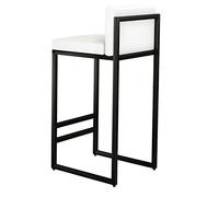 Modern White Upholstered Bar Stool with Metal Frame - Elegant Kitchen Island Chair, Contemporary Design for Home and Restaurant Use, Single Unit