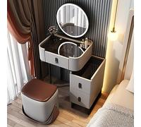 Modern White Vanity Desk With Adjustable Mirror And Drawers Ideal Makeup Desk For Bedroom With Brightness Settings Perfect For Girls And Women Stylish Vanity Table For Dr,Light Gray B-50cm/19.7in