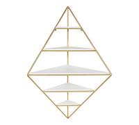 Modern White Wall Mounted Corner Floating Shelves with Golden Frame Ideal for Living Room and Bedroom Storage