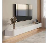 Modern White Wall-Mounted TV Cabinet - Floating Media Console & Storage Unit for Living Room, Stylish TV Bench (140x24x20cm) - Space-Saving Design, Elegant Home Furniture