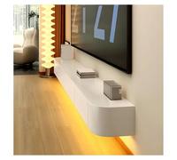 Modern White Wall-Mounted TV Cabinet - Solid Wood Floating Entertainment Center with Cable Management & Storage Drawers Long Media Console (200x24x20cm)